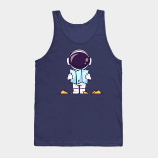 Cute Astronaut Holding Map In Moon Cartoon Tank Top